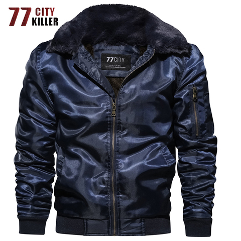 77City Killer Euro Size Winter Bomber Jacket Men Thick Liner Parkas Male Military Faux Fur Collar Windbreaker chaquetas hombre ► Photo 1/6