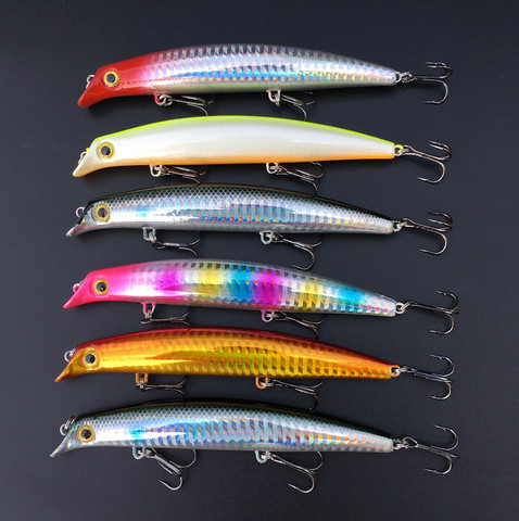 6Piece Opesize Lure Minnow Sea Fishing Artificial Stiff Feed Hook Fighting 12 cm 16g 12cm17gLaser Lures ► Photo 1/6