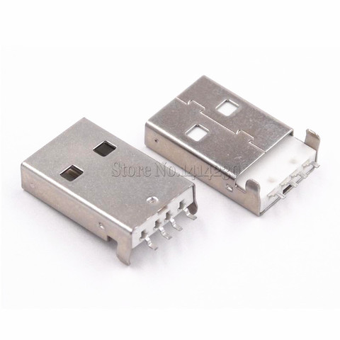 10PCS USB 2.0 Male A Type USB PCB Connector Plug 180 degree SMT Male USB Connectors 4Pins SMD ► Photo 1/3