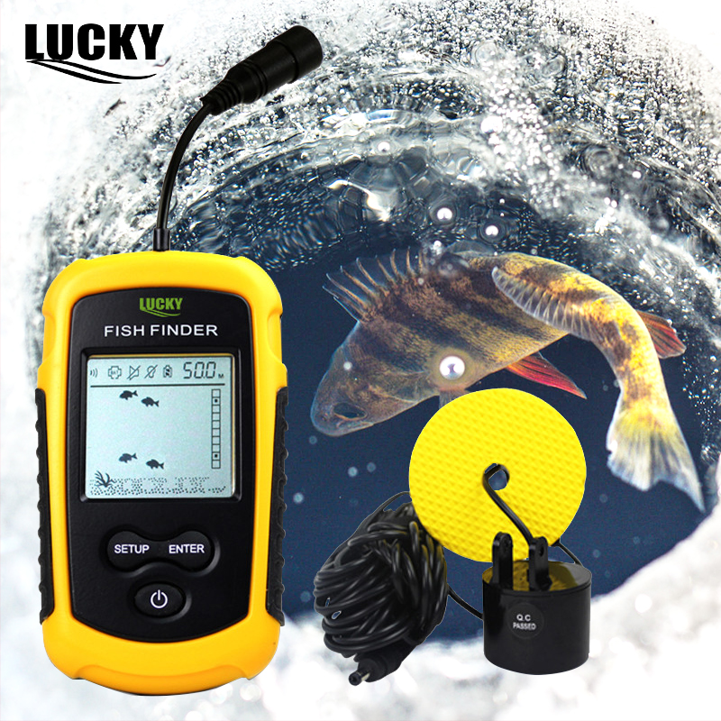 Lucky Portable Fish Finder 100M Sonar Sounder Transducer for Ice Boating Fishing 