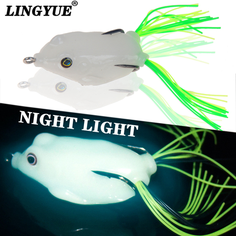 Night light soft tube bait japan plastic fishing lures frog lure treble hooks Topwater ray frog 5.5CM 12G artificial soft bait ► Photo 1/6