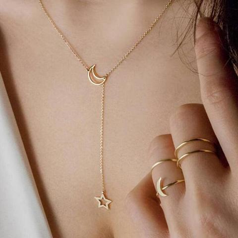 Fashion Moon Star Pendant Choker Necklace Gold Color Alloy Zinc Chain Necklace Necklace For Women Party Jewelry Archery Necklace ► Photo 1/5