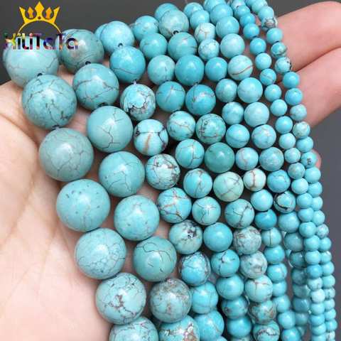 Natural Stone Beads Round Turquoises Loose Beads For Jewelry Making DIY Bracelet Necklace Accessories 4/6/8/10/12mm 15''/Strands ► Photo 1/6