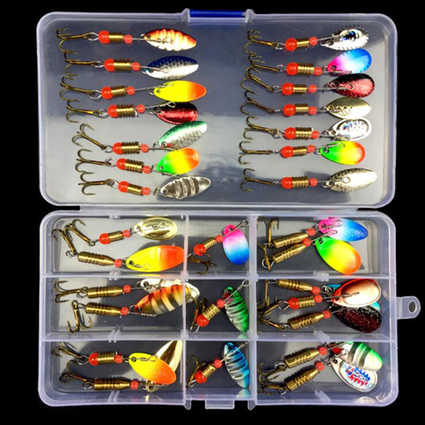 OUTKIT 10/30pcs Artificial Trout Spoon Fishing Lures Spinner Baits Box Bass Tackles Set Assorted Carp Fishing Lure Baits Peche ► Photo 1/6