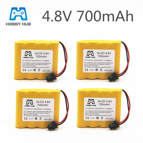 1/2/4/8x Rechargeable 4.8V 700mAh Ni-Cd AA Battery Pack For Remote Control Toys Electric Car SM-2P Plug Nicd  4.8 V Volt Bateria ► Photo 1/1