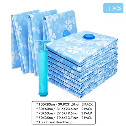 11PCS Thickened Vacuum Storage Bag For Cloth Compressed Bag with Hand Pump Reusable Blanket Clothes Quilt Organizer ► Photo 1/6
