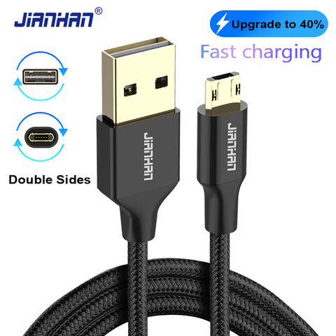 Reversible Micro USB Cable Braided Data Charger Cable Double Sides Microusb Fast Charging for Xiaomi Samsung Galaxy S6 S7 Note ► Photo 1/6