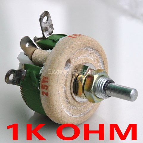 25W 1K OHM High Power Wirewound Potentiometer, Rheostat, Variable Resistor, 25 Watts. ► Photo 1/1