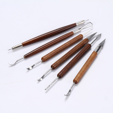 6pcs/Set Wood Clay Sculpting Kit Sculpt Smoothing Wax Carving Pottery Ceramic Tools Polymer Shapers Modeling Carved Tool ► Photo 1/6