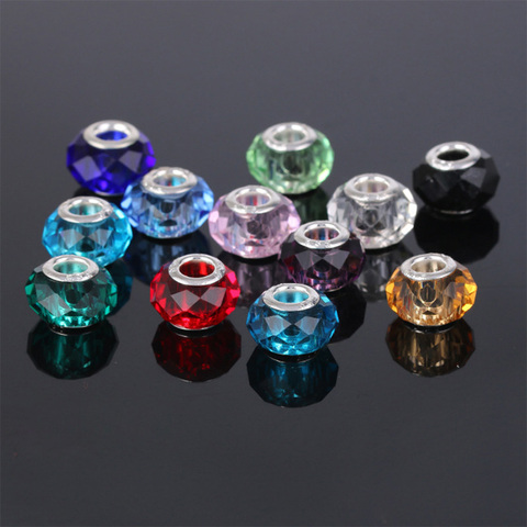 10pcs European Glitter Cut Noodles big hole crystal beads 12 colors optional ► Photo 1/6