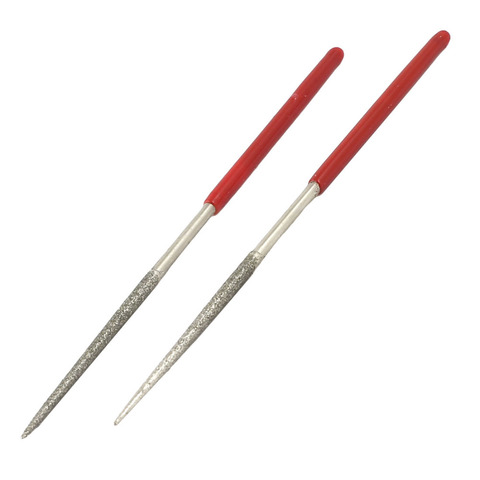 UXCELL 2 Pcs Red Plastic Coated Handle Point Tip 2mm x 100mm Woodworking Needle Files ► Photo 1/2