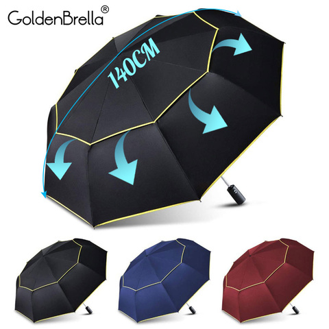 120CM Automatic Double Big Umbrella Rain Women 3Folding Wind Resistant Large Umbrella Men Family Travel Business Car Umbrellas ► Photo 1/6