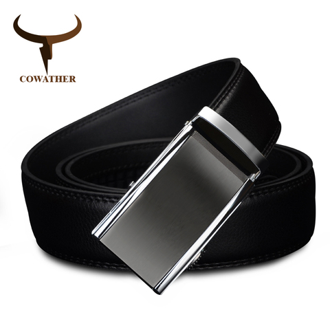 COWATHER 2022 newest cow genuine Leather Belts for Men High Quality Male luxury Brand jeans Automatic Ratchet Buckle 110-130cm ► Photo 1/6