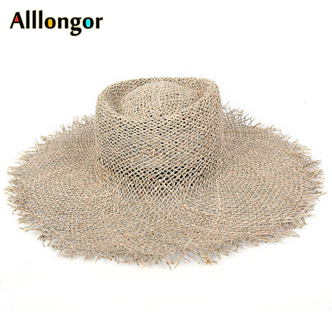 Natural Grasses Fashion 2022 Breathable Summer Hat Women Straw Beach Sun Hats Wide Brim Sunhat chapeau femme ete Dropshipping ► Photo 1/6