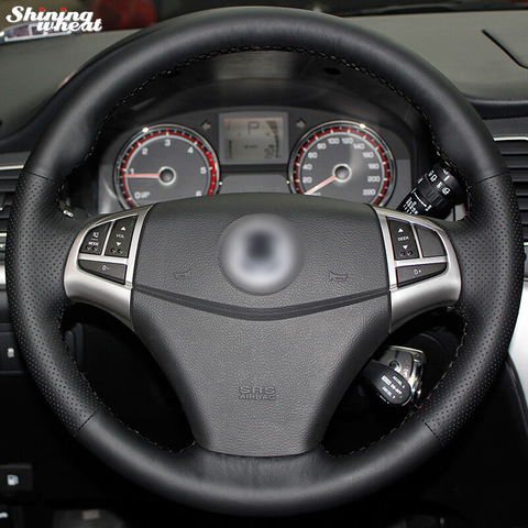 Shining wheat Hand-stitched Black Leather Steering Wheel Cover for Ssangyong Korando 2011-2014 ► Photo 1/4