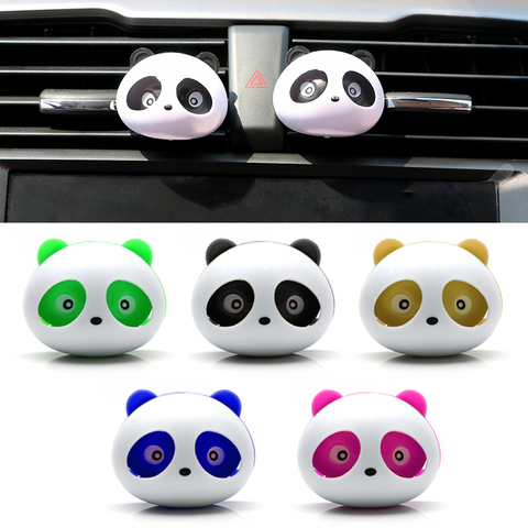 2pcs Car Outlet Perfume Air Conditioning Vent Air Freshener Car Styling Cute Panda Eyes Will Jump Perfumes Auto Accessories ► Photo 1/6