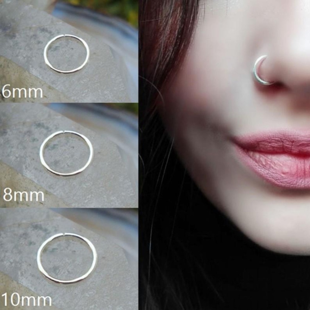 Surgical Stainless Steel Nose Ring Hoop Lip Ear Body Piercing Stud 6/8/10mm