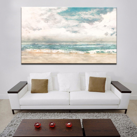 70x100cm - Canvas Prints Wall Art - Turquoise Modern Abstract Beach Surf Canvas Wall Art Prints On Canvas For Living Room Decor ► Photo 1/6