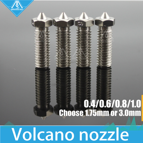 4pcs/lot 3D Printer Volcano Extra  Lengthen stainless steel M6 Nozzle All Metal 0.4mm/0.6mm/0.8mm/1.0mm  for 1.75mm/3.0mm ► Photo 1/6