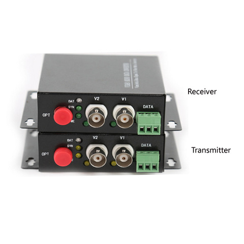 2 CH Video Fiber Optical Media Converters -2 BNC Transmitter Receiver RS485 Data Single mode 20Km For CCTV Surveillance system ► Photo 1/1