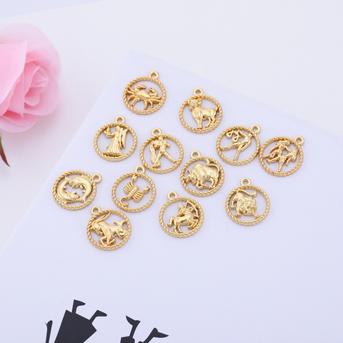 Skyrim 10pcs Twelve Constellations Charm Pendant For Women 12 Zodiac Signs Jewelry Chokers Making Gift Astrology Constellation ► Photo 1/6