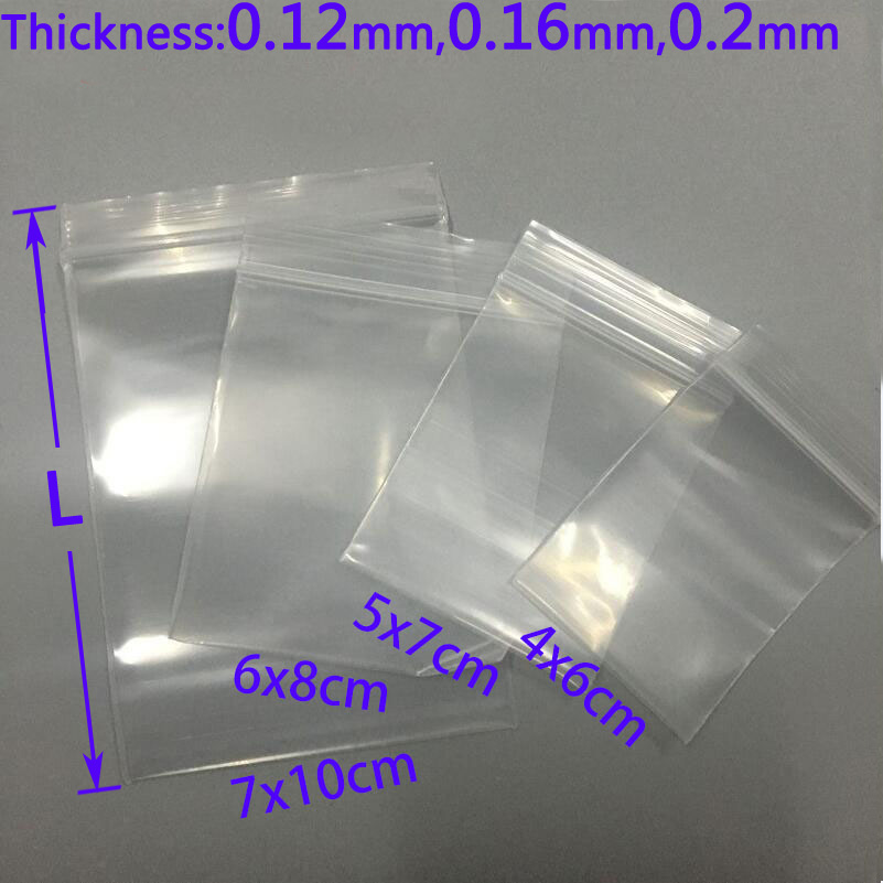 100Pcs 6X8CM Zip Lock Bags Clear Poly Bag Reclosable Plastic Small