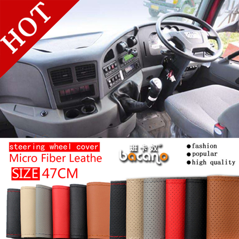 BACANO large steering wheel cover for RV Truck micro fiber leather car steering wheel braid Durable 47cm Custom size ► Photo 1/6