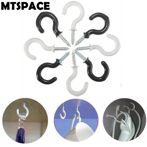 MTSPACE 10pcs/Set 30mm Coated Plant Picture Hanger Plastic Cup Screw Hook Jewelry Holder Iron Hooks For Hanging Lights Curtains ► Photo 1/6