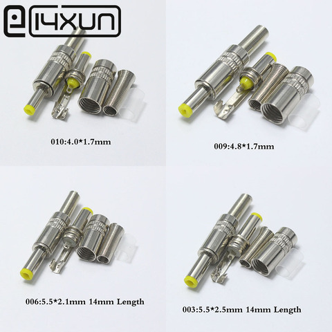 1Pcs 5.5*2.1 5.5*2.5 4.0*1.7 4.8*1.7mm DC Power Male Plug Adapter DC Jack Yellow Head Silver Metal Cover Shell DIY Connector ► Photo 1/5