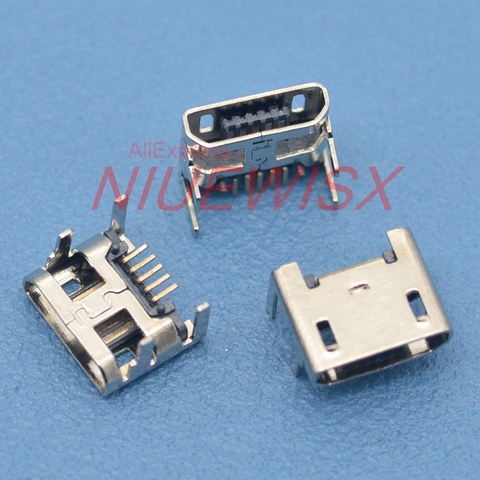 10pcs Micro USB connector 5pin seat Jack Micro usb Four leg no side Inserting plate seat MIni usb connector for Mobile tail plug ► Photo 1/2