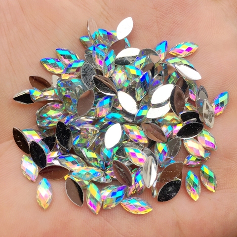 New 4*8mm AB Flatback Rhinestones Crystals Stones Horse Eye resin Strass For DIY Clothes Crafts 200pcs -Z350 ► Photo 1/5