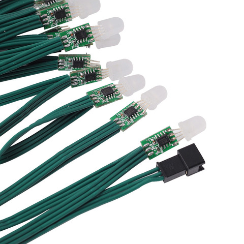 50/100pcs 9mm DC12v  Green Wire Cable WS2811 IC Led pixel Module String, Non-waterproof IP30 Full color Addressable ► Photo 1/5