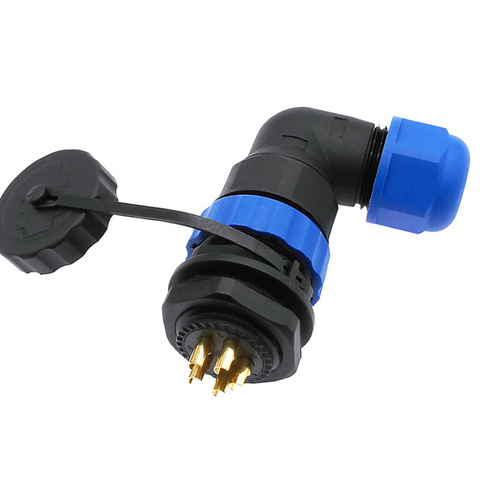 SP20 90 degree elbow waterproof connector 1pin 2pin 3/4/5/6/7/9/10/12/14Pin IP68 Industrial power angle connectors ► Photo 1/6