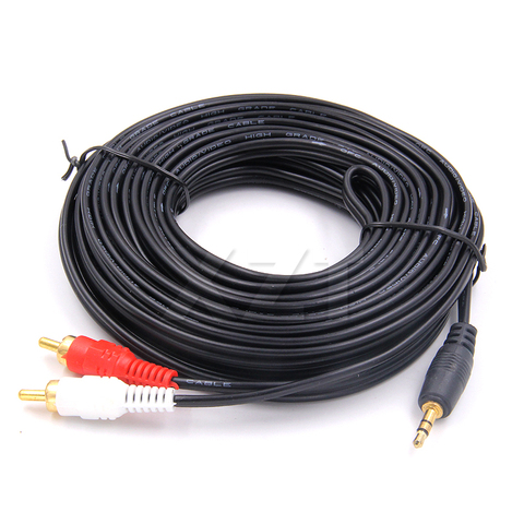 High Quality 3M 5M 10M 15M 3.5mm Male Jack to AV 2 RCA Male Stereo Music Audio Cable Cord AUX for Mp3 Pod Phone TV Sound Speaker ► Photo 1/6