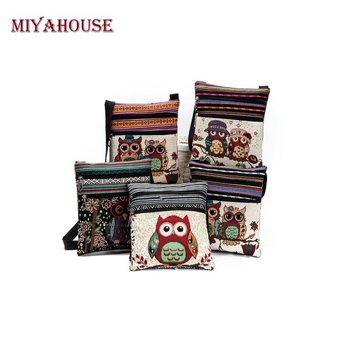 Miyahouse Mini Women Shoulder Bag Owl Printed Messenger Flap Bags Female Small Canvas Lady Bag Double Zipper Women Crossbody Bag ► Photo 1/6