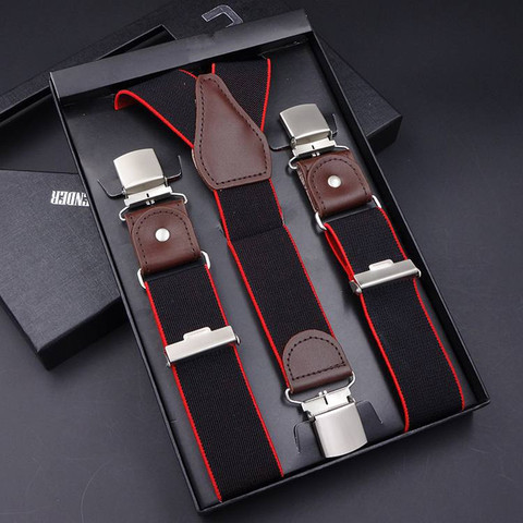 63 Colors Men's Suspenders  3/6 Clips Braces Leather Suspensor Adjustable Belt Strap Bretelles Vintage Mens Suspender For Skirt ► Photo 1/6