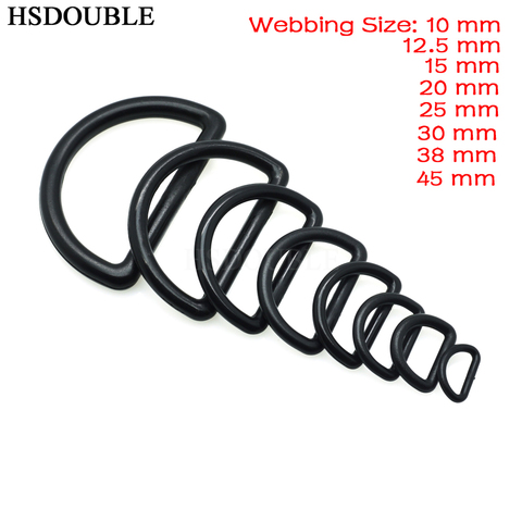 Plastic D-Ring Buckles Webbing Size 10mm 12mm 15mm 20mm 25mm 30mm 38mm 45mm Black ► Photo 1/6