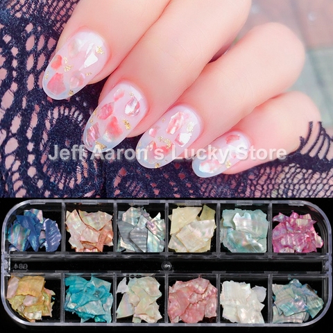 12 Colors Nails Abalone Shell Fragments Texture Natural Sea Shell 3d Glitter Nail Art Decoration Powder Sequins Beauty Tools ► Photo 1/6