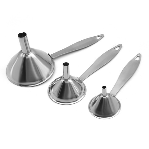 Stainless Steel Funnels Set of 3, with Handle Design, Great for Transferring of Liquid, Fluid, Powder and Flask Funnel ► Photo 1/6