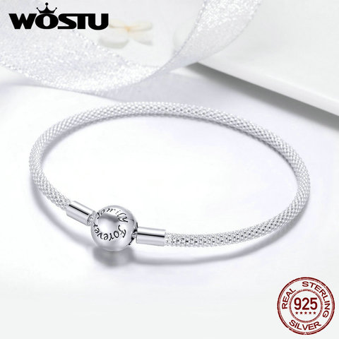 WOSTU New Arrival Real 925 Sterling Silver Forever Love Bracelet For Women Fit Anniversary Brand DIY Beads Charm Jewelry FIB105 ► Photo 1/6