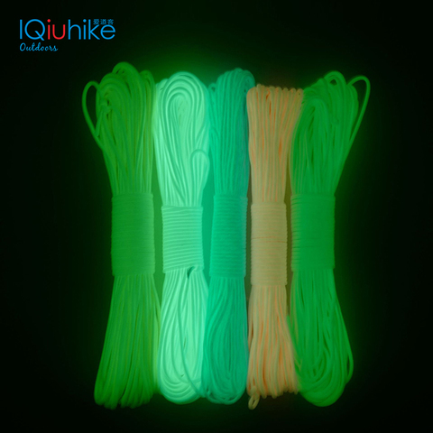 5 Colors Glow in the dark Luminous Paracord 550 100FT Parachute Cord Lanyard Rope 7 Strands Cores Outdoor Survival Wholesale ► Photo 1/6