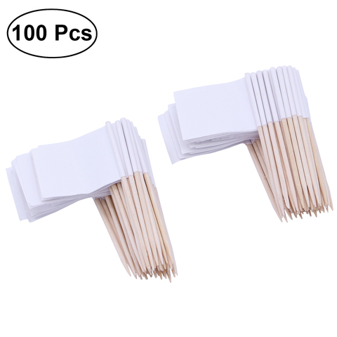 Pack of 100 Racing Flag Toothpicks Flag Picks Appetizer Toothpicks Fruit Sticks for Cocktail Party Accessory - White ► Photo 1/6
