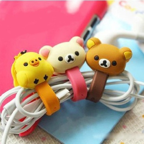 4Pc Kawaii Bear Chick Cable Bobbin Winder Protector Data Line Cord Protective Case USB Wire Line Cord Earphone Stationery Holder ► Photo 1/6