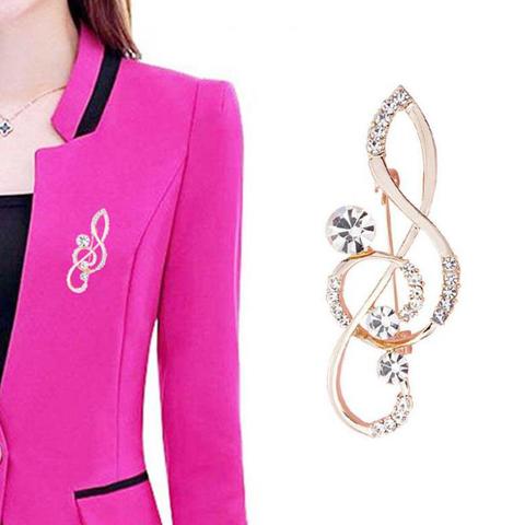 2022 New Alloy Inlaid Crystal Brooch Musical Notes Clothing Pin High-end Clothing Accessories Collar Needle Jewelry Wholesale ► Photo 1/2
