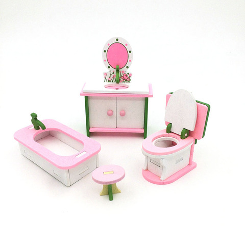 1:12 Dollhouse Miniature Furniture Wooden Creative Bathroom Bedroom Restaurant For Kids Action Figure Doll House Decoration Doll ► Photo 1/6