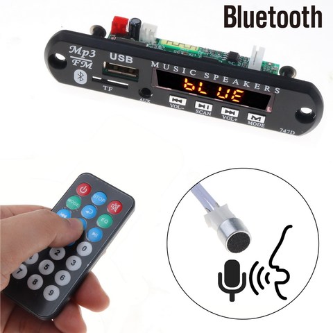 5V 12V Bluetooth Handsfree Mp3 Player FM Radio Wireless Audio Receiver TF USB 3.5mm AUX Car Audio Modification kit for Speakers ► Photo 1/6