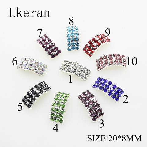 New 10Pcs/set 20mm*8mm Arched Rhinestone Buckles Diamond Buttons Plated silver Square Invited to the Wedding Ribbon Slider ► Photo 1/4