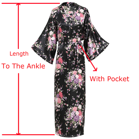 Plus Size Lady Long Robe Print Flower Kimono Bathrobe Casual Sleepwear Home Clothes Rayon Bride Bridesmaid Dressing Gown ► Photo 1/6