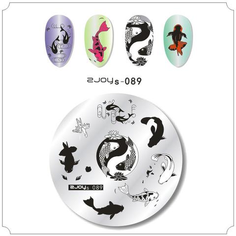 Zjoy Nail Stamping Template 5.5CM Cute Cat Fish Halloween Feather Christmas Flower Image Nail Art Stamping Plate Manicure ► Photo 1/6