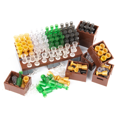 City Accessories Building Blocks Brown Box Bottle Golden Cup Utensil Military Figures Parts Bricks Toys ► Photo 1/6